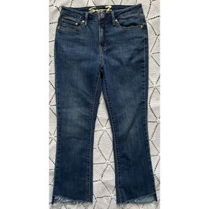 Seven7 Women's Size 4 Cropped Flare Jeans Raw Hem Denim Cute Comfortable